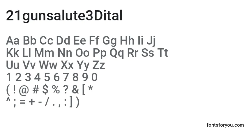 Schriftart 21gunsalute3Dital – Alphabet, Zahlen, spezielle Symbole