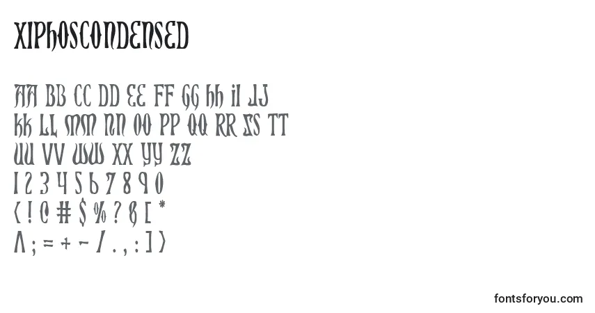 Шрифт XiphosCondensed – алфавит, цифры, специальные символы