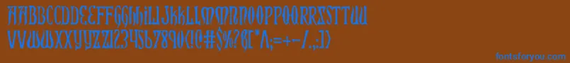 XiphosCondensed Font – Blue Fonts on Brown Background