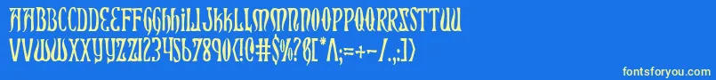 XiphosCondensed Font – Yellow Fonts on Blue Background