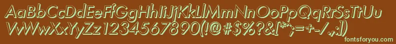 LimerickshadowItalic-Schriftart – Grüne Schriften auf braunem Hintergrund