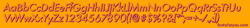 LimerickshadowItalic-fontti – violetit fontit oranssilla taustalla