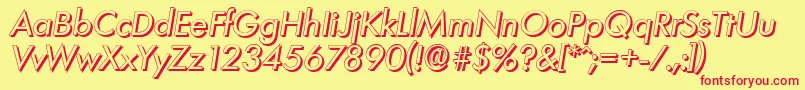 LimerickshadowItalic-Schriftart – Rote Schriften auf gelbem Hintergrund