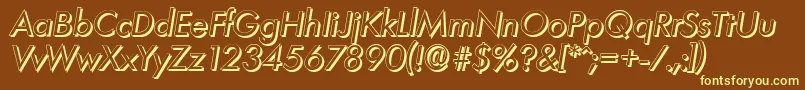 LimerickshadowItalic-fontti – keltaiset fontit ruskealla taustalla