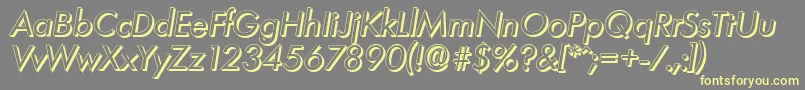 LimerickshadowItalic-fontti – keltaiset fontit harmaalla taustalla
