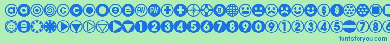 Fonte Fts7 – fontes azuis em um fundo verde