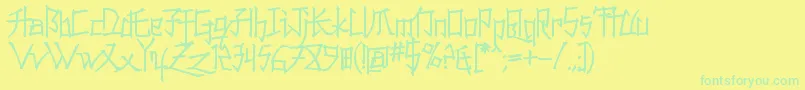 Konfuciuz-Schriftart – Grüne Schriften auf gelbem Hintergrund