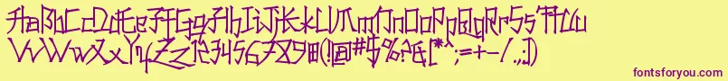Konfuciuz Font – Purple Fonts on Yellow Background