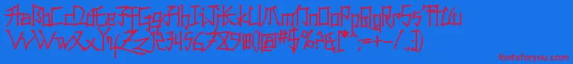 Konfuciuz Font – Red Fonts on Blue Background