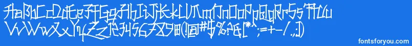 フォントKonfuciuz – 青い背景に白い文字