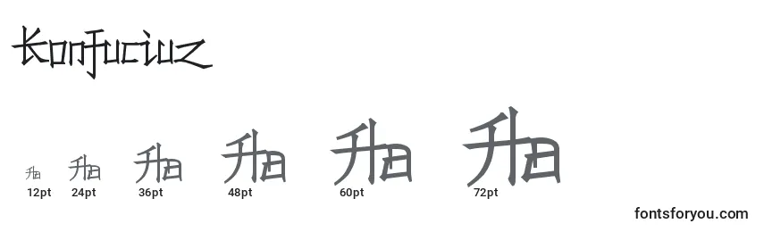 Größen der Schriftart Konfuciuz