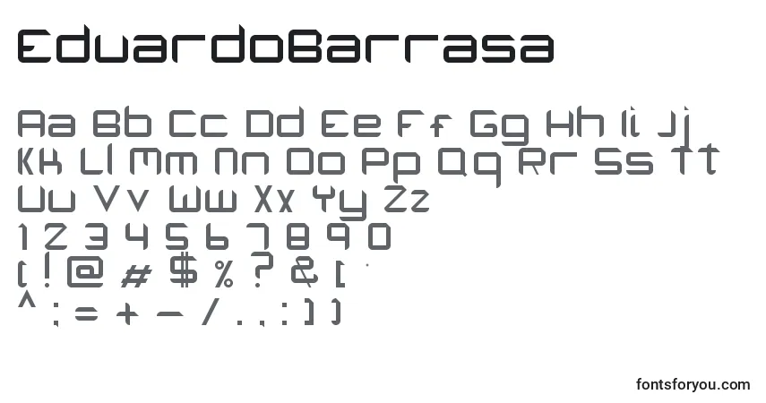 A fonte EduardoBarrasa – alfabeto, números, caracteres especiais