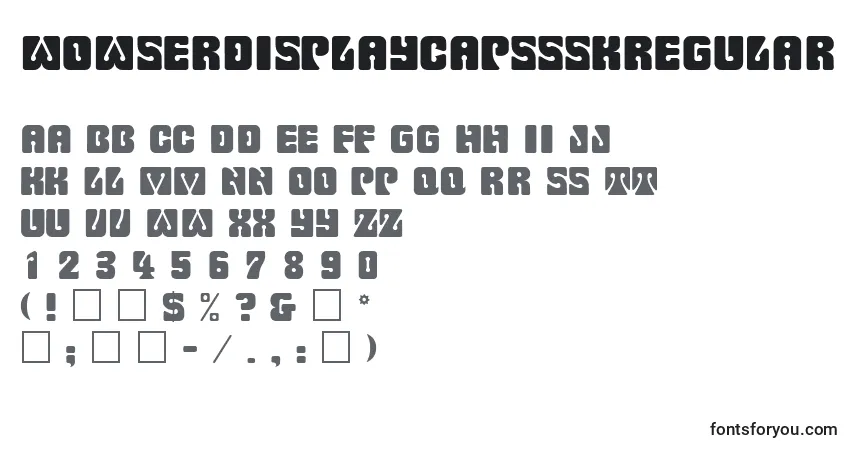 A fonte WowserdisplaycapssskRegular – alfabeto, números, caracteres especiais