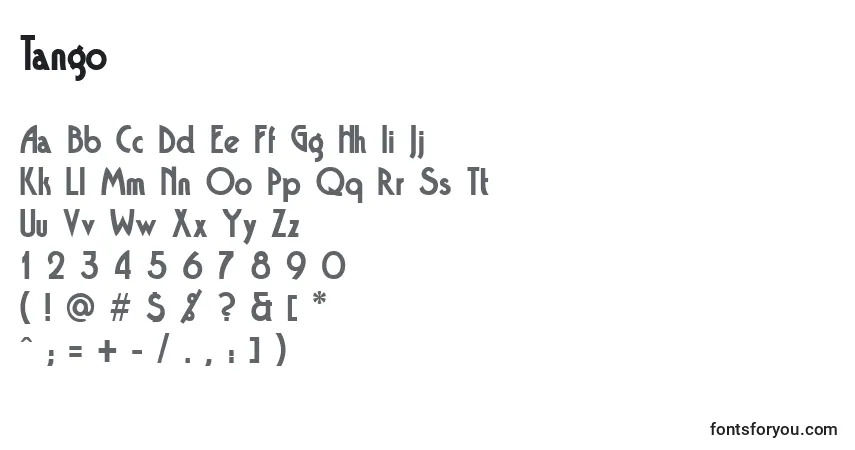 Schriftart Tango – Alphabet, Zahlen, spezielle Symbole