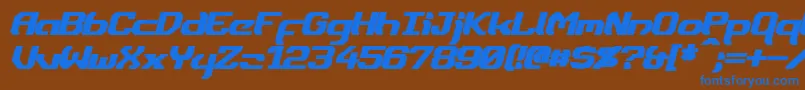 DynothermBoldItalic-fontti – siniset fontit ruskealla taustalla