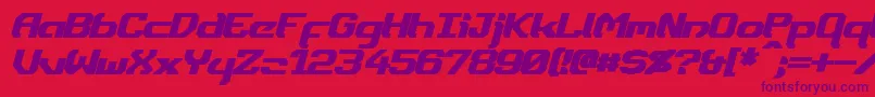 Fonte DynothermBoldItalic – fontes roxas em um fundo vermelho
