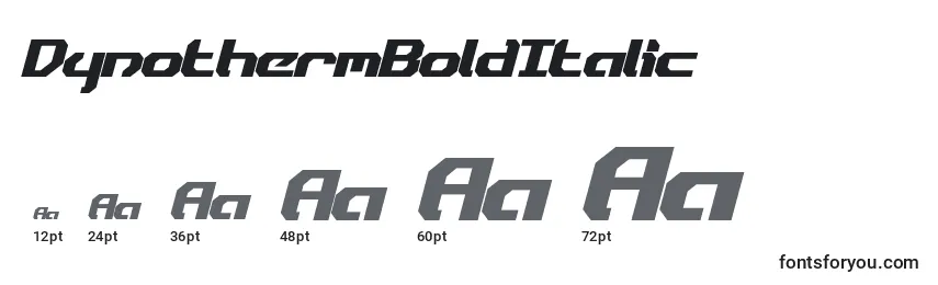 Größen der Schriftart DynothermBoldItalic