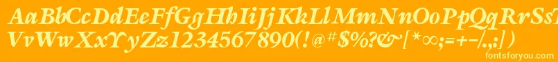 Fonte SevillaRegularDb – fontes amarelas em um fundo laranja