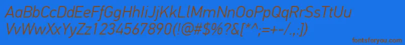 PfdintextproLightitalic Font – Brown Fonts on Blue Background