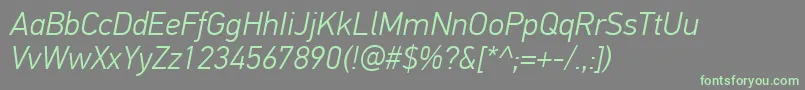 PfdintextproLightitalic Font – Green Fonts on Gray Background