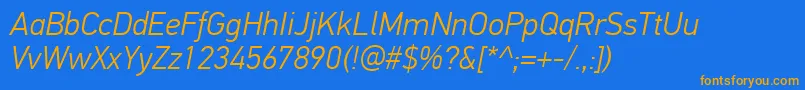 PfdintextproLightitalic Font – Orange Fonts on Blue Background