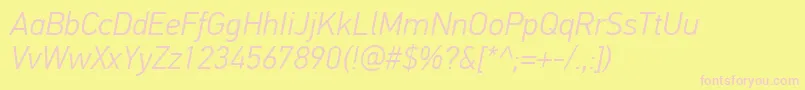 PfdintextproLightitalic Font – Pink Fonts on Yellow Background