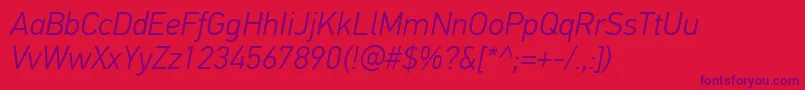 PfdintextproLightitalic Font – Purple Fonts on Red Background