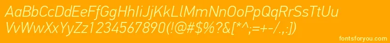 PfdintextproLightitalic Font – Yellow Fonts on Orange Background
