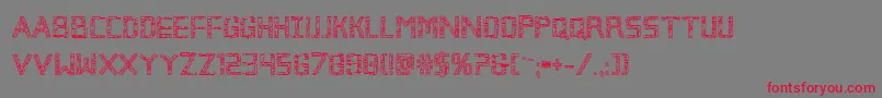 フォントBrokencyborgout – 赤い文字の灰色の背景
