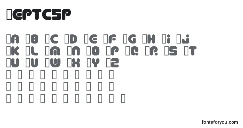 Czcionka Deptcsp – alfabet, cyfry, specjalne znaki