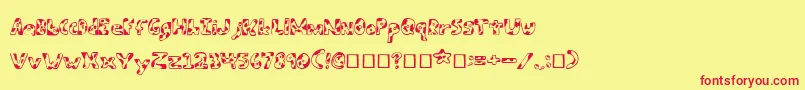 フォントArmyBeansRegular – 赤い文字の黄色い背景