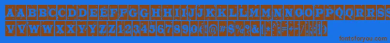 フォントATrianglercmstnt – 茶色の文字が青い背景にあります。