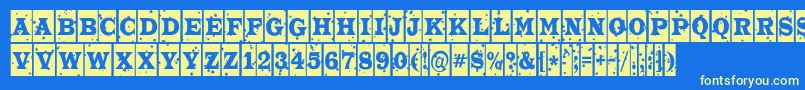 ATrianglercmstnt-Schriftart – Gelbe Schriften auf blauem Hintergrund