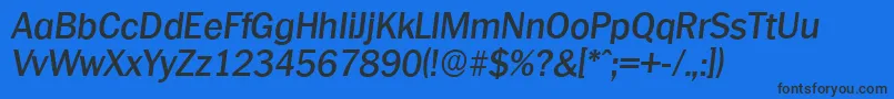Шрифт PlymouthserialMediumItalic – чёрные шрифты на синем фоне
