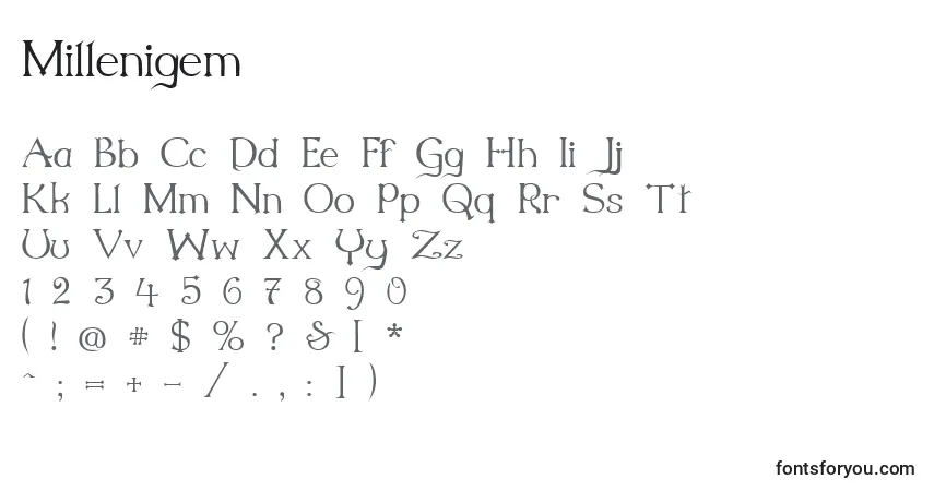 Fuente Millenigem - alfabeto, números, caracteres especiales
