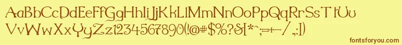 Millenigem-Schriftart – Braune Schriften auf gelbem Hintergrund