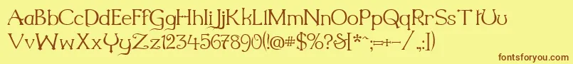 Weitere Informationen zur Millenigem-Schriftart Millenigem-Schriftart – Braune Schriften auf gelbem Hintergrund