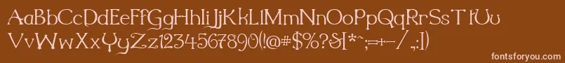 Millenigem-fontti – vaaleanpunaiset fontit ruskealla taustalla
