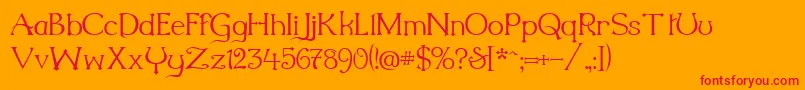 Millenigem-Schriftart – Rote Schriften auf orangefarbenem Hintergrund