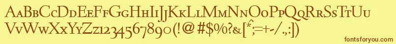 DeemstersmcRegularDb-Schriftart – Braune Schriften auf gelbem Hintergrund