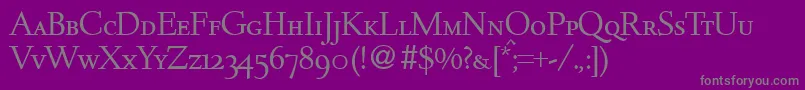 Fonte DeemstersmcRegularDb – fontes cinzas em um fundo violeta