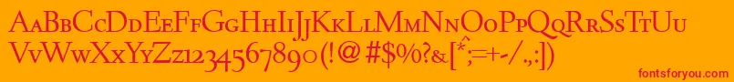 Czcionka DeemstersmcRegularDb – czerwone czcionki na pomarańczowym tle