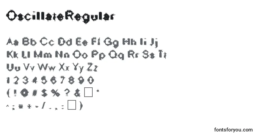 A fonte OscillateRegular – alfabeto, números, caracteres especiais
