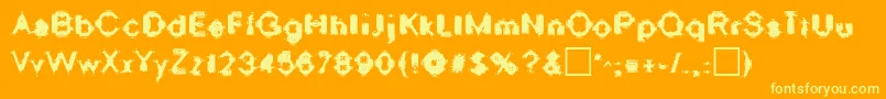 OscillateRegular-Schriftart – Gelbe Schriften auf orangefarbenem Hintergrund