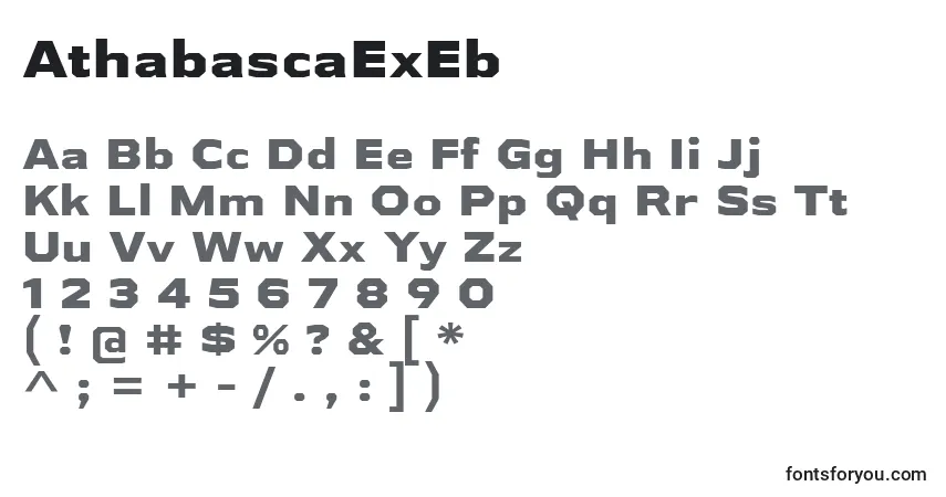 Schriftart AthabascaExEb – Alphabet, Zahlen, spezielle Symbole
