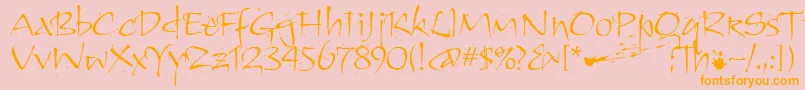 KendoitcTt-Schriftart – Orangefarbene Schriften auf rosa Hintergrund