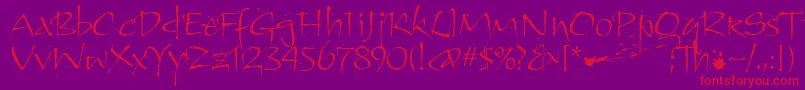フォントKendoitcTt – 紫の背景に赤い文字