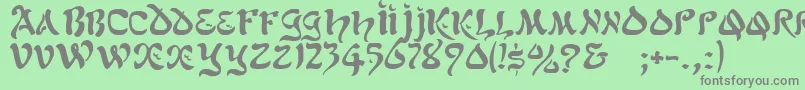 フォントGeScimscript – 緑の背景に灰色の文字