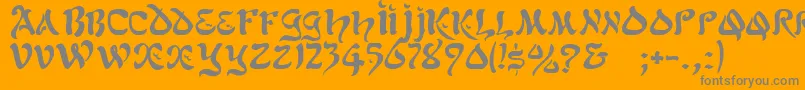 GeScimscript-Schriftart – Graue Schriften auf orangefarbenem Hintergrund