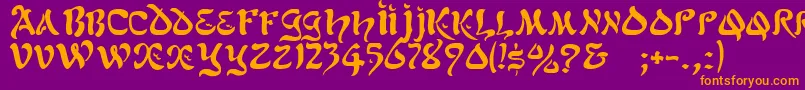 GeScimscript-fontti – oranssit fontit violetilla taustalla